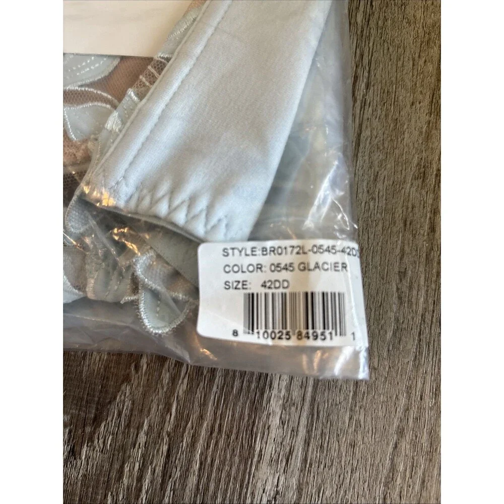 Fleur du Mal Lily Embroidered Sheer Mesh Coquette Silk Glacier Bra Size 42DD NWT - Picture 6 of 7